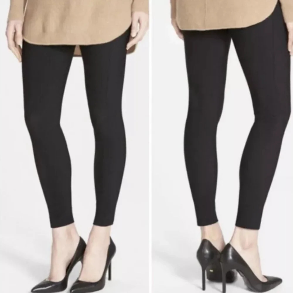 SPANX Micro Rib Knit Control Top Skimmer Leggings Pants/Black 21408